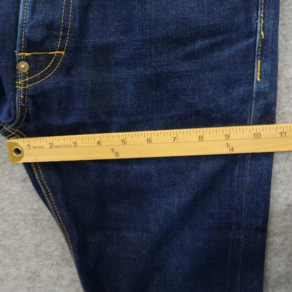 The Hundreds Jeans Mens 30 Blue Selvedge Straight Mid Rise Dark Wash Button Fly